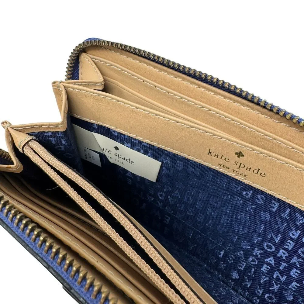 Kate Spade Neda WLRU1153 Continental Wallet Holiday Blue Leather Zip Womens